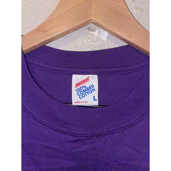 Vintage Arizona Shirt Native Art Artwork Feathers Graphic Purple Tee VTG 90s L - Picture 8 of 11